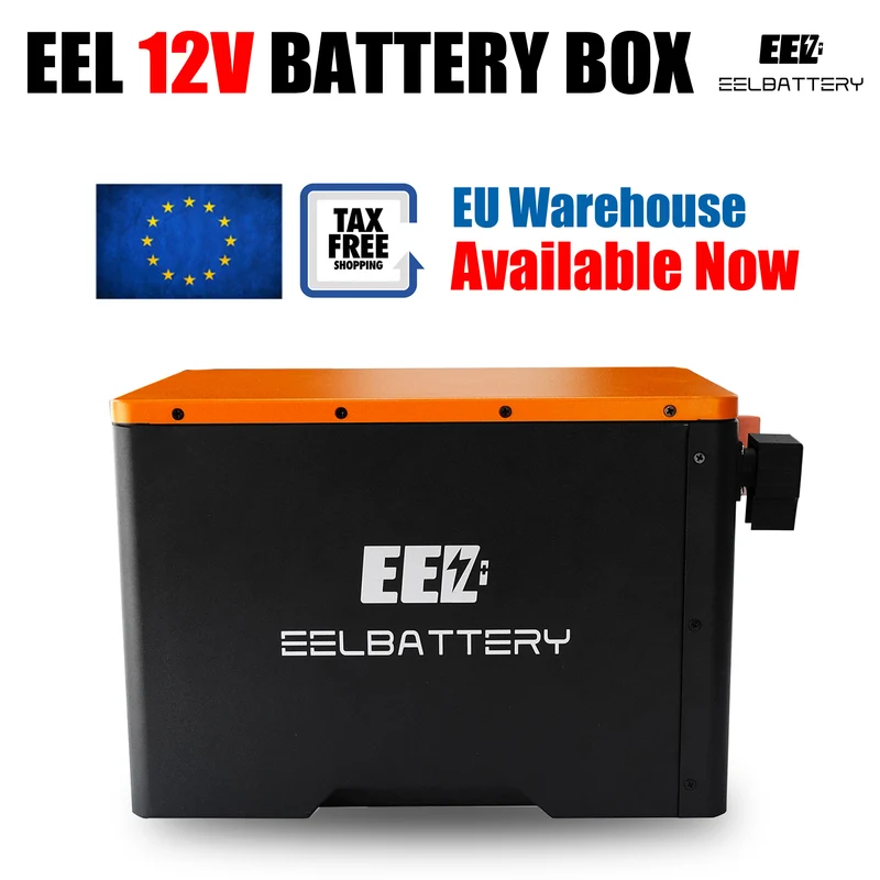 12V LiFePO4 Battery Box DIY Kit with JK 200A Active Balance BMS and 250A Fuse for Solar Power - EU Stock