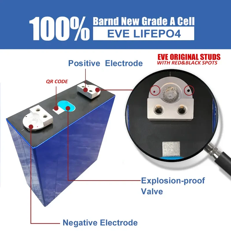 4PCS 3.2V EVE 330Ah MB31 Grade A HSEV LiFePO4 Battery Cells Full Capacity China Shipping