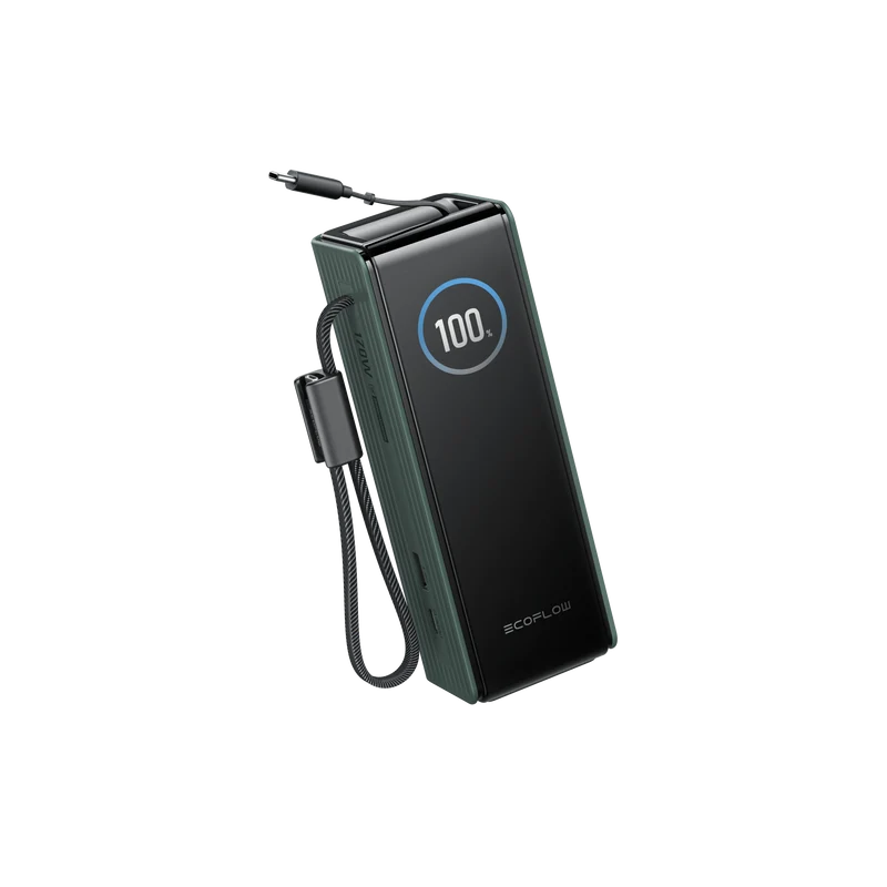 EcoFlow RAPID 25000mAh Power Bank in Verde, cavi retrattili