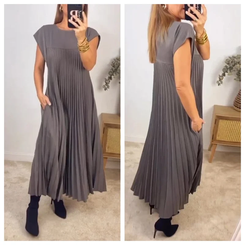 💕Vienkrāsu kroku sieviešu kleita👗-LV