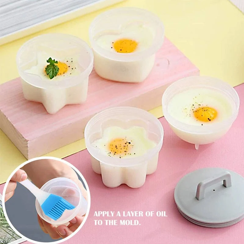 Adorable molde para huevos cocidos🥚🥚 4 piezas/juego con pincel-ES