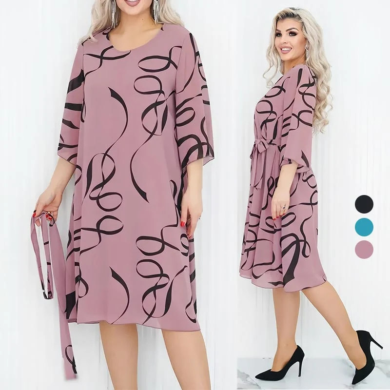 🌸Elegantiška laisva midi suknelė su rankogaliais-GR