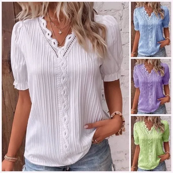 Stock limitado 🔥 Elegante camisa con cuello en V (Compre 2 y obtenga envío gratis)-ES