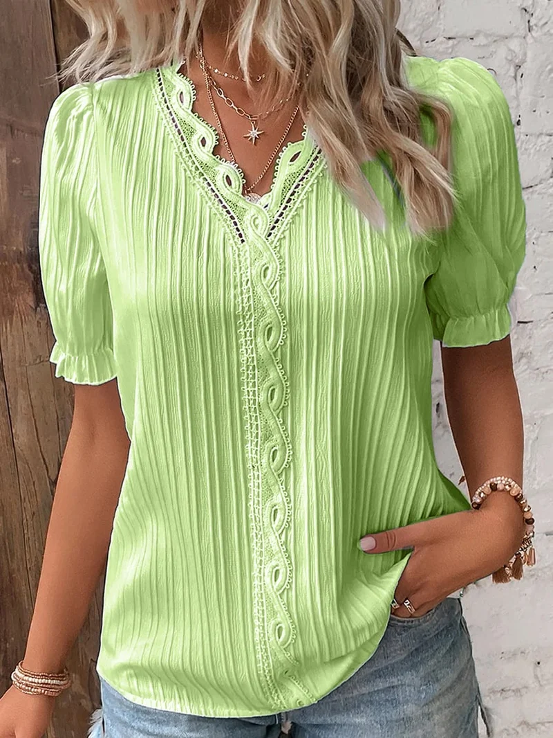 Stock limitado 🔥 Elegante camisa con cuello en V (Compre 2 y obtenga envío gratis)-ES