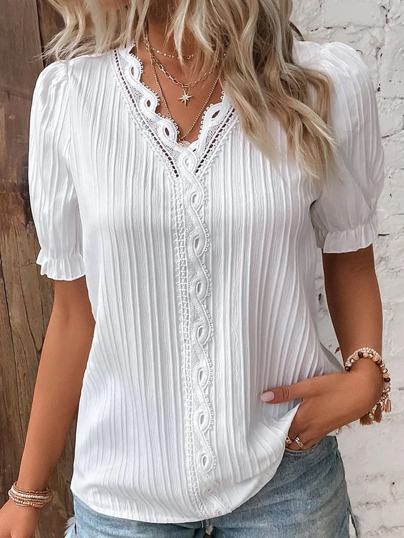 Stock limitado 🔥 Elegante camisa con cuello en V (Compre 2 y obtenga envío gratis)-ES