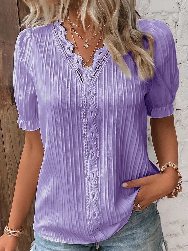 Stock limitado 🔥 Elegante camisa con cuello en V (Compre 2 y obtenga envío gratis)-ES