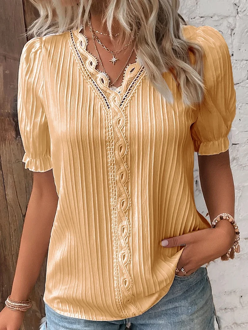 Stock limitado 🔥 Elegante camisa con cuello en V (Compre 2 y obtenga envío gratis)-ES
