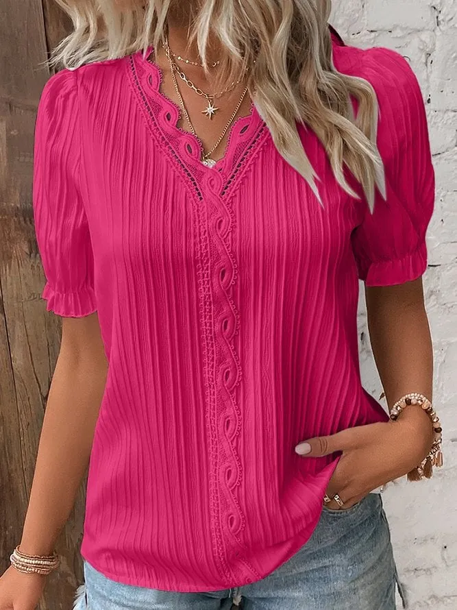 Stock limitado 🔥 Elegante camisa con cuello en V (Compre 2 y obtenga envío gratis)-ES