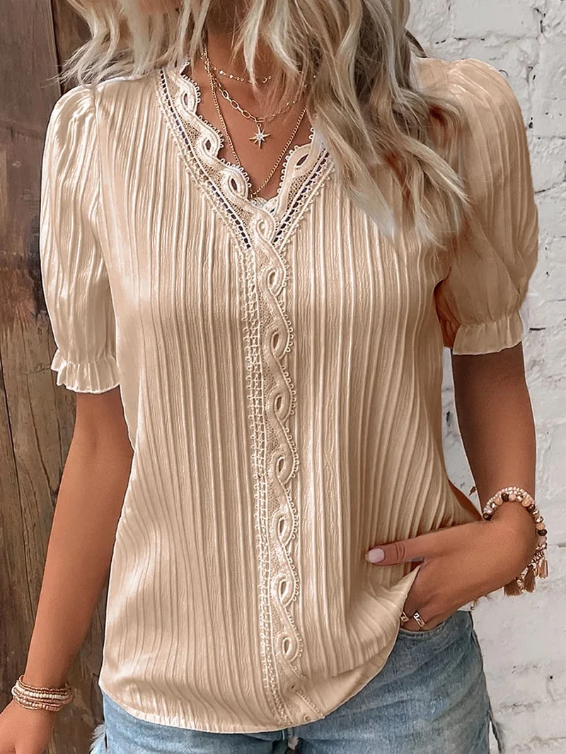Stock limitado 🔥 Elegante camisa con cuello en V (Compre 2 y obtenga envío gratis)-ES