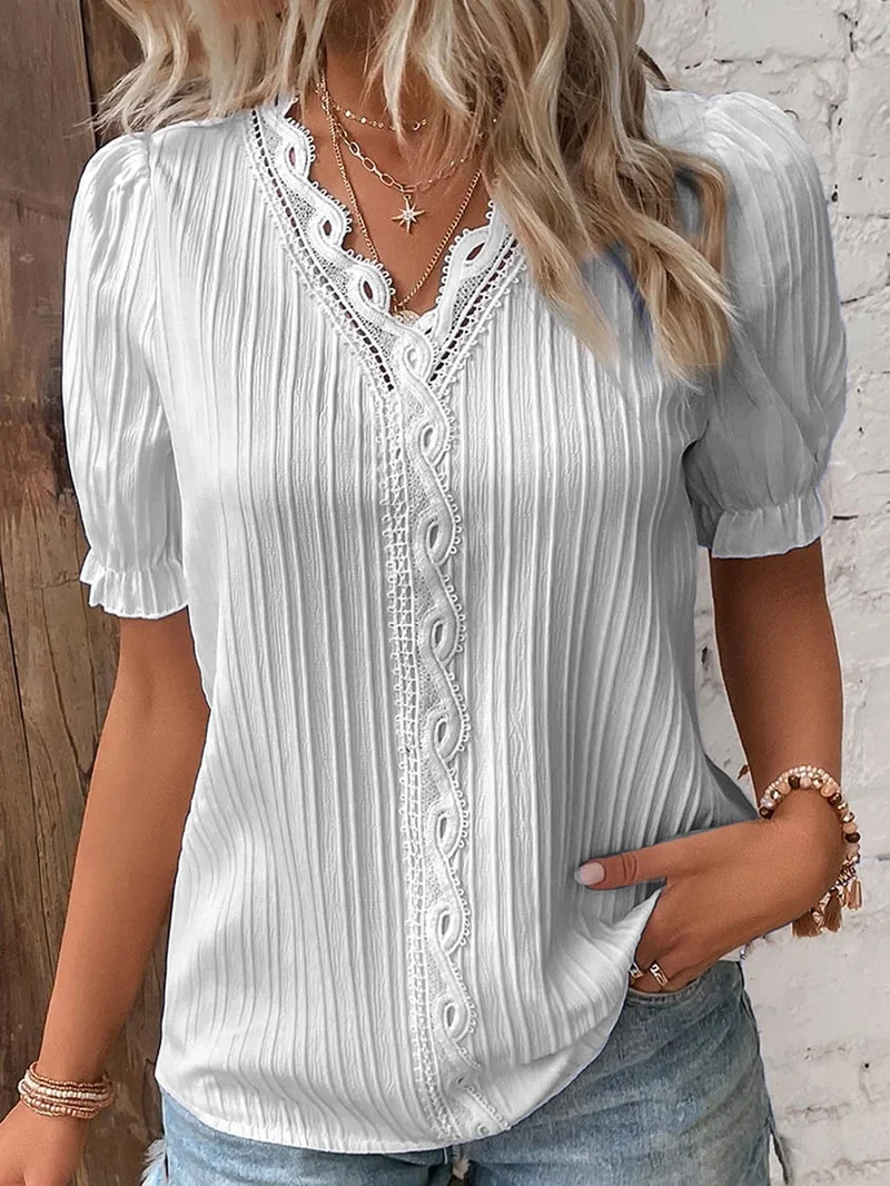 Stock limitado 🔥 Elegante camisa con cuello en V (Compre 2 y obtenga envío gratis)-ES