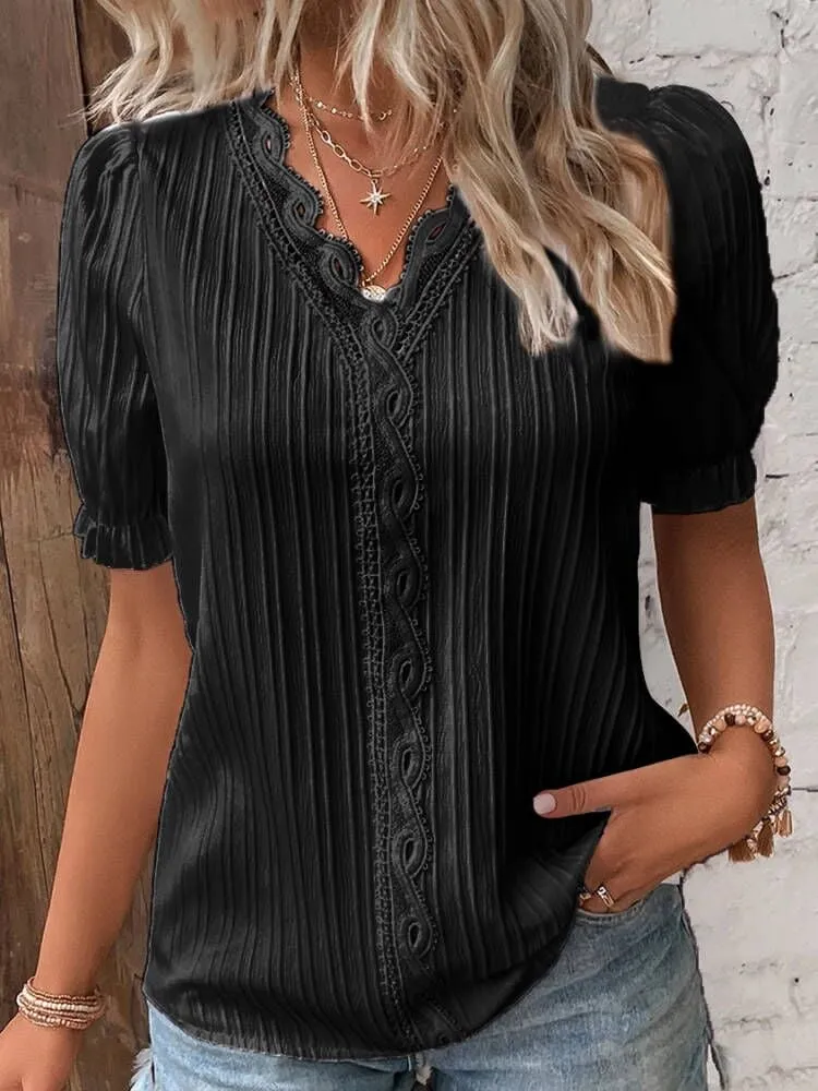Stock limitado 🔥 Elegante camisa con cuello en V (Compre 2 y obtenga envío gratis)-ES