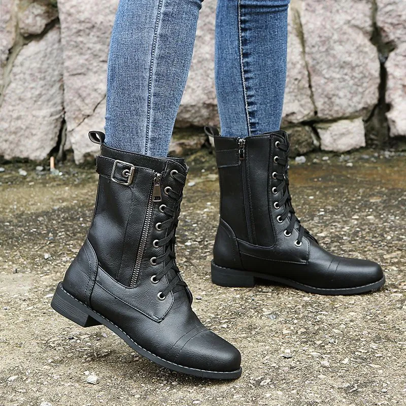 Dámske kožené ortopedické topánky s okrúhlou špičkou a zipsom na boku👢-SK