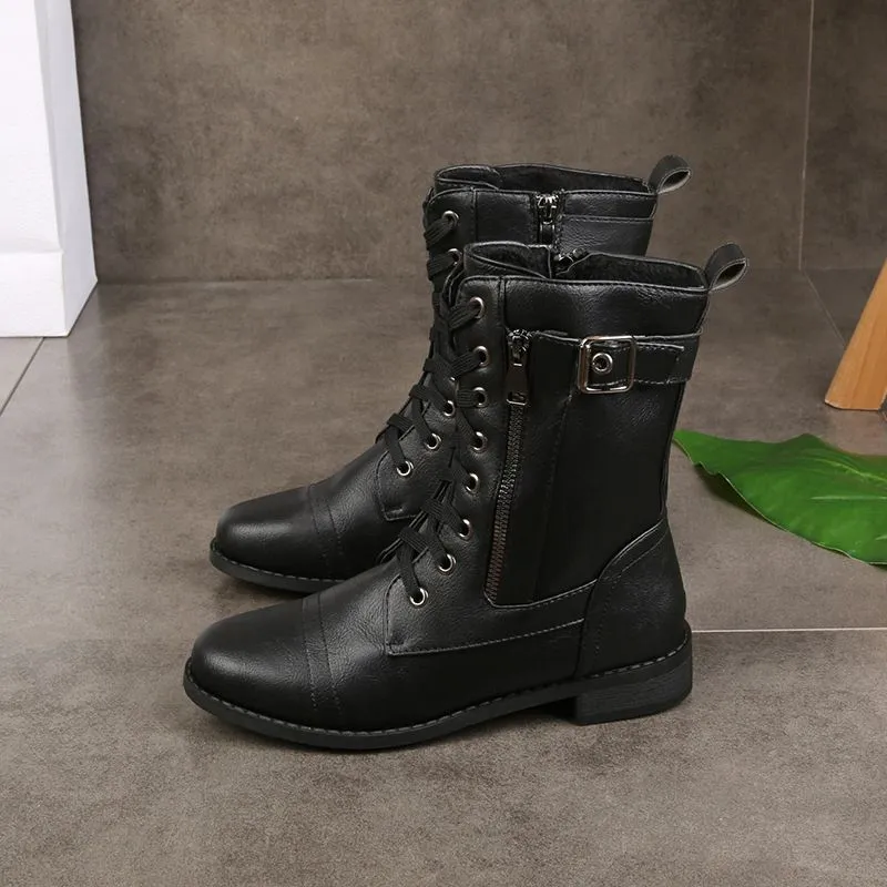 Dámske kožené ortopedické topánky s okrúhlou špičkou a zipsom na boku👢-SK