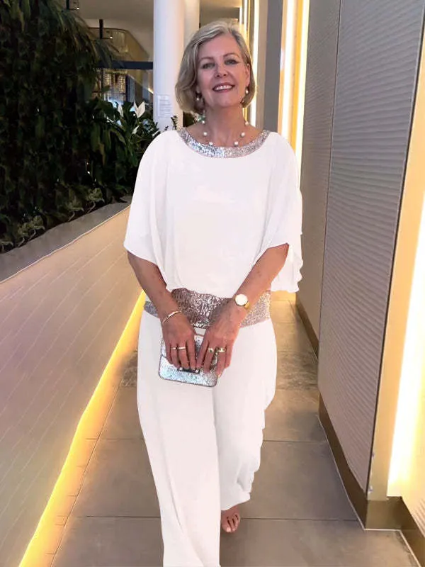 Elegantiškas dviejų dalių Colorblock rinkinys su blizgučiais-LT